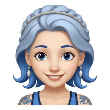 white-gray haired heavy blue tattooed head accessory big nose young girl sticker