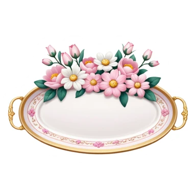 pink and white porcelain tray with flowers  sticker