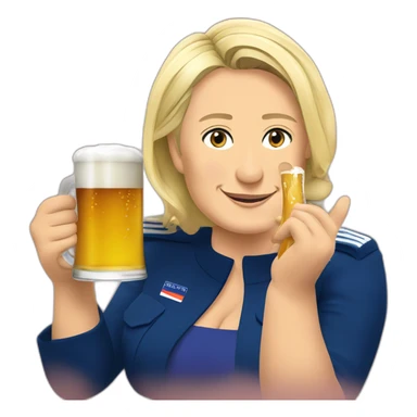 Marine le pen drinking beer sticker