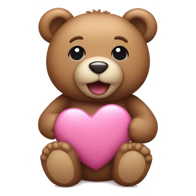 Teddy bear holding a pink heart sticker