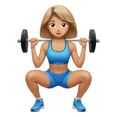 Beautiful woman with light brown shoulder length hair popping a squat without any weights sticker