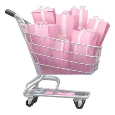 shopping cart full of light pink gift bags sticker