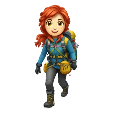 Female winter mountain climber red hair climbing with Greek and EU flags and Easter eggs basket sticker