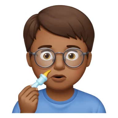 Fat sad guy with brown hair and glasses sucking on binky sticker