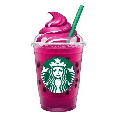 Starbucks dark pink dragonfruit refresher. no pink cream on top. starbucks logo. sticker