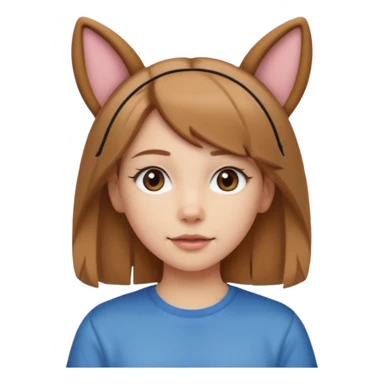 White girl with straight brown hair name is Valentina put dog ears on her and make he rlike like a bith but still not ugly just the dog prt of it and also have a shirt that says siri on it LONG LIGHT BROWN HAIR the shrit must say siri on ittt dont draw a dog just dog years sticker