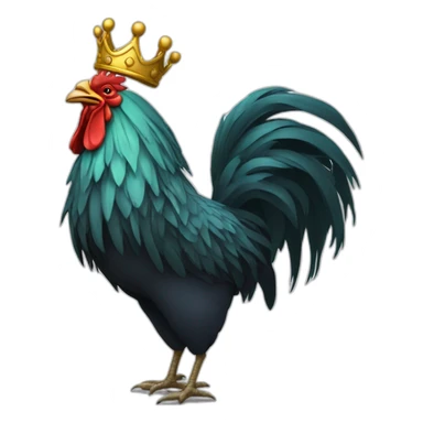 fighting and howling rooster with a crown on its head sticker