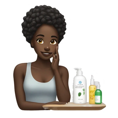 Black girl doing skin care sticker