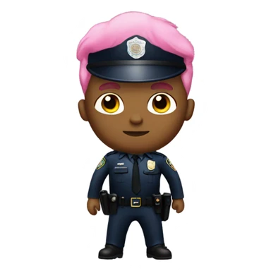 brown cop with pink hair sticker