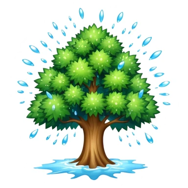 a tree exploding with water droplets bursting outward instead of fire or smoke sticker