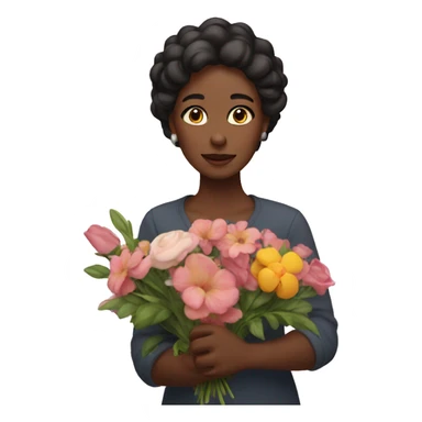 Woman with flowers in her hand sticker