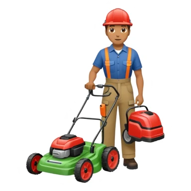 Maintenance worker
with lawnmower, full body sticker
