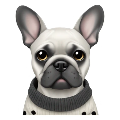 Grey French bulldog with dark black spots in sweater sticker