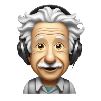albert einstein happy listening music with just wireless headphones while walking sticker