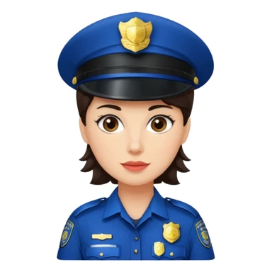 police woman with dark brown hair and bright skin sticker