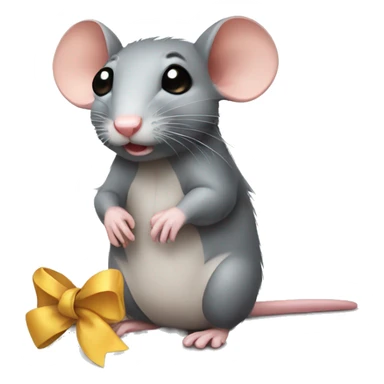 rat with cute bow sticker
