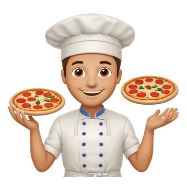smiling Italian chef spinning pizza dough sticker