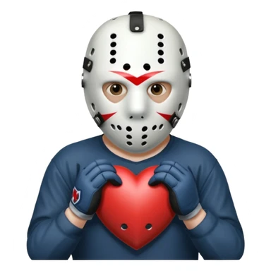 Jason Voorhees, looking cute, making a heart with his hands sticker