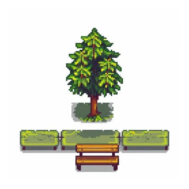 simple iconic city park with tree and bench sticker