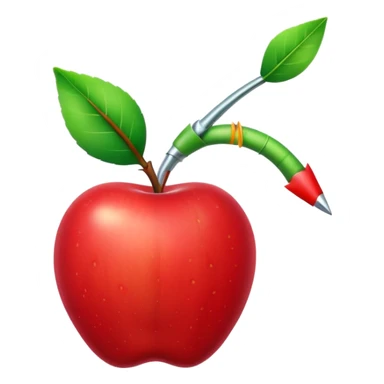 arrow, apple, and worm sticker