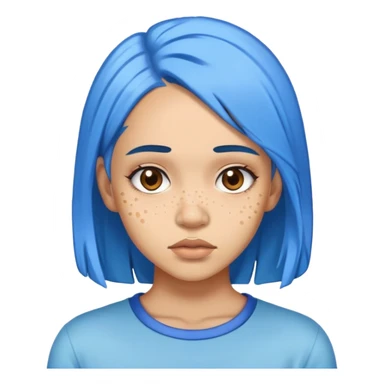 Lightskin girl with acne and blue hair sticker