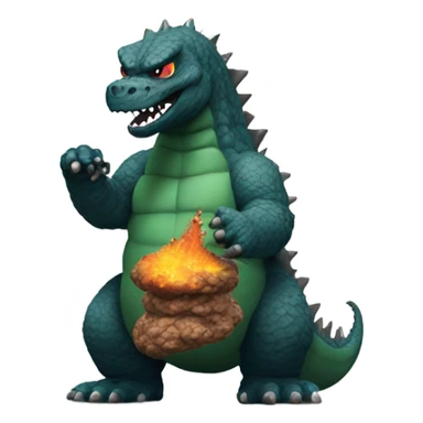 godzilla holding poop emoji sticker