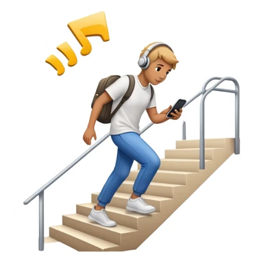 watching mobile while walking stair sticker