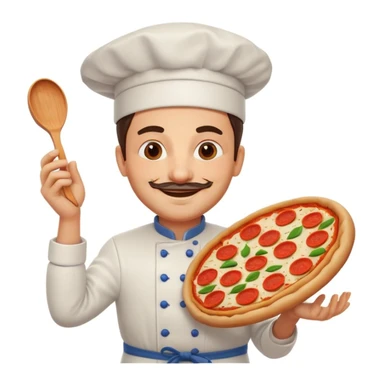 smiling Italian chef spinning pizza dough sticker