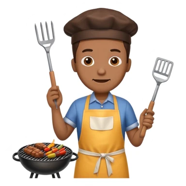 man grilling bbq with grill and apron sticker