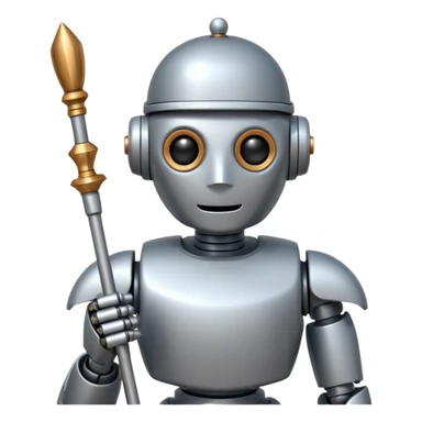 robot conductor, face only, with some staffs sticker