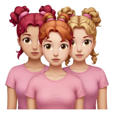 One roll no pink hair allowed Three sisters one of them have red hair with buns. One of them have dirty blonde hair with ponytail. One of them have white curls with light brown hair hair and they are all wearing pink shirts sticker