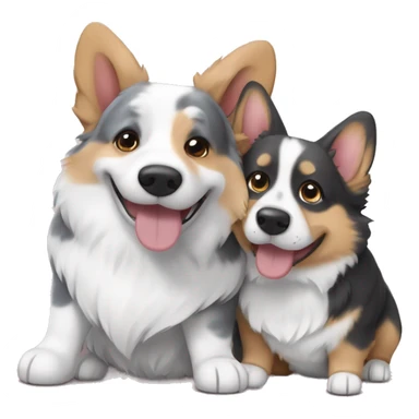 Corgi pembrok and blue Merle corgi hugging sticker