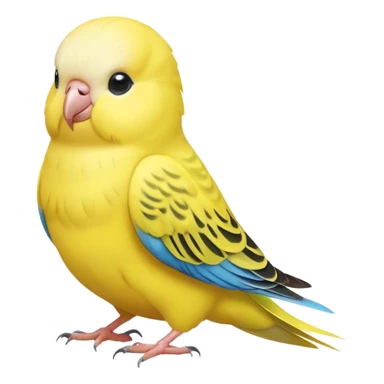 adorable-[budgie]-realistic-full-body-perched-emoji,-wings-tucked-neatly,-head-tilted-dramatically,-sleek-[yellow]-feathers,-simplified-yet-realistic-focused-features,-highly-detailed,-glowing-with-an-almost-sarcastic-glow sticker