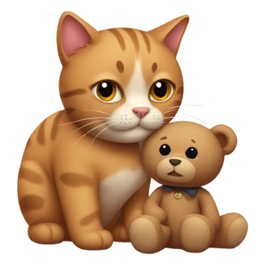  cat and his teddy bear sticker