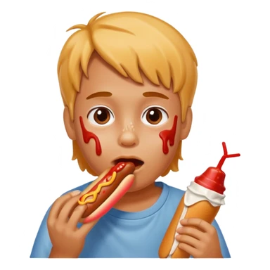 hotdog eating kid sticker