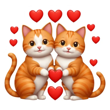 two happy cats in love surrounded by hearts sticker
