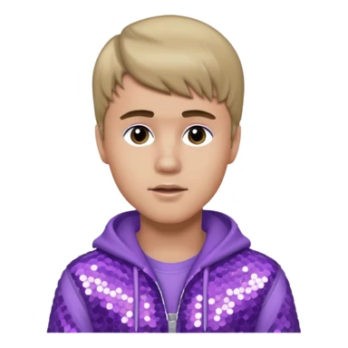 Justin Bieber with dark blonde hair, lilac sequin outfit sticker