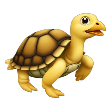 tortue avec poule sticker