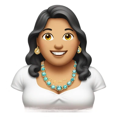 smiling overweight woman with jewelry indoors sticker