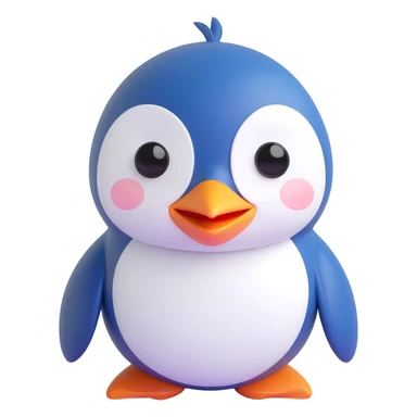cute penguin face, simple, round, expressive eyes, 3D style sticker