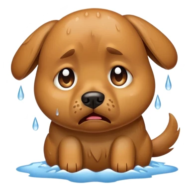 Dog crying because it’s raining sticker