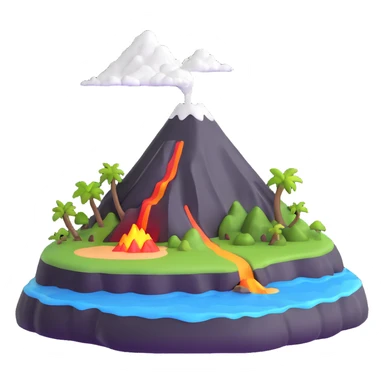 small island with volcano sticker