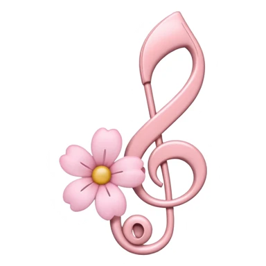 Pale pink music note with pale pink flower sticker