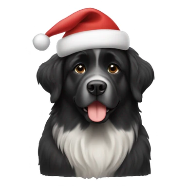 newfoundland dog with christmas hat sticker