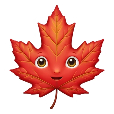 feuille d'érable, style Kawaii, yeux brillants sticker