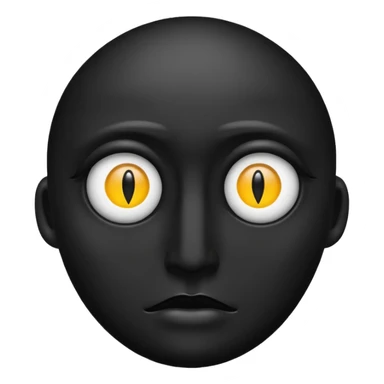 Minimal emoji, single eye made of black metal, pupil replaced by a solid metal number 8, restrained gothic symbolism, avant-garde minimalism, no glow, no neon, flat emoji style, centered, transparent background sticker
