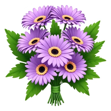 bouquet Lavender Gerbera Daisy, luxuriant, leaf, bud sticker