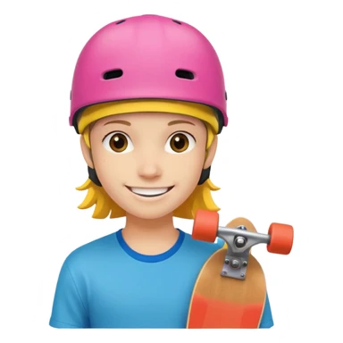 skater with skateboard and colorful helmet sticker