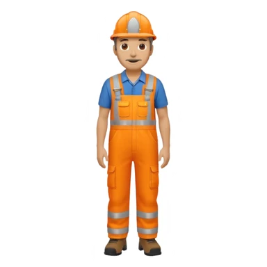 mature engineer hi-vis orange overalls standing full body sticker