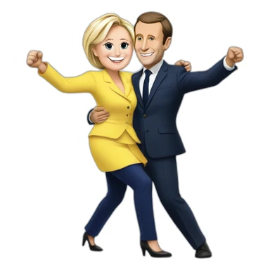 Emmanuel Macron dancing with marine le pen  sticker